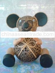 Thai hand made OTOP coconut shell lamp (Bear)
