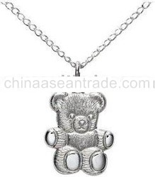 Sterling Silver Children's Teddy Bear Pendant, 13"