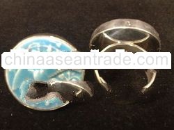 RFMN0071 - Sterling Silver Adjustable Ring with Flower Blue Glacier