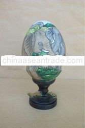 Wooden Duck Egg With "Elephant"