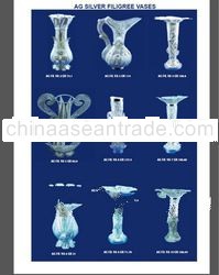 filligree hand made silver vases