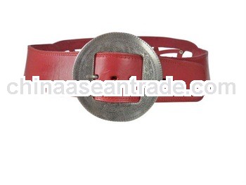 raw leather belts in red color