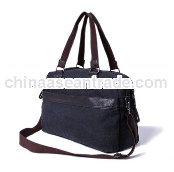 rectangle black waxed canvas handbag