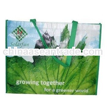 recycled green pp woven tote bag