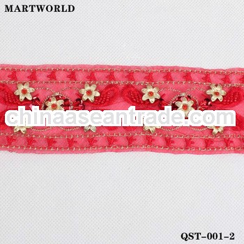 red beaded sequin belt trimming for women dress (QST-001-2)