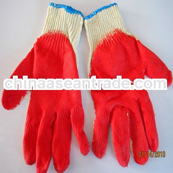 red latex coated work gloves