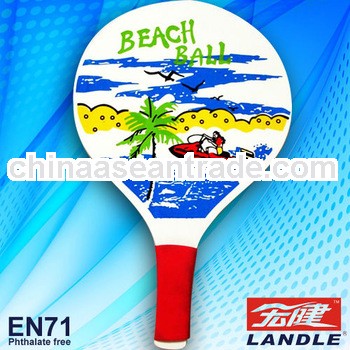 regular size wood made beach racket transfer printing beach racket