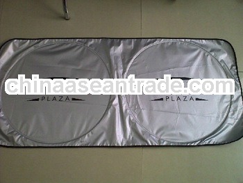 retractable silver polyester front car sun shade