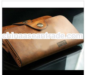 retro man's thin and long leather purse