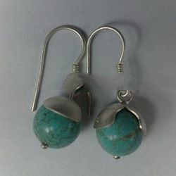EHFMN01 - SS Ear Hook with Turquoise Beads