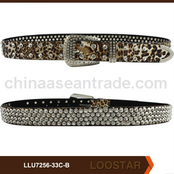 rhinestone rivets piercing pu belt gold