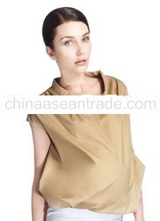 Dropped Shoulder Off-neck Stand Collar Blouse