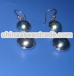 Half pearl silver earring set