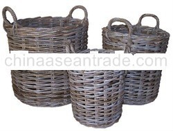 Storage basket with rattan koboo grey