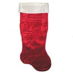 Huge 50" Classic Red Plush Christmas Stocking With Faux White Fur Trim