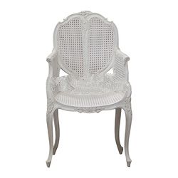 White Painted Mahogany with Rattan Wood Chair