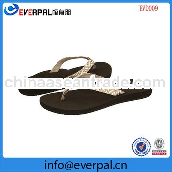 rubber sponge outsole Woven polyester toepost plain flip flops
