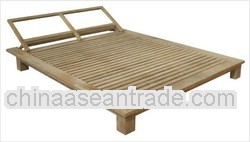 Outdoor Garden Solid Teak Wooden Solo Double Sun Lounger