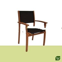 Chelsea Stacking Arm Chair Teak Frame w/ Batyline