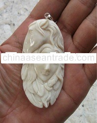 Horse in Buffalo Bone Balinese Carved Pendant