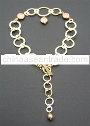 Brass necklace with Pearls