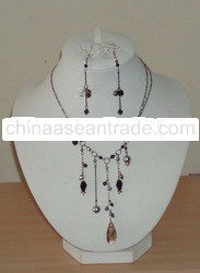 Handmade Necklace & Earrings Silver Strings