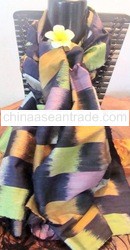 Shawl in natural silk, tie and dye