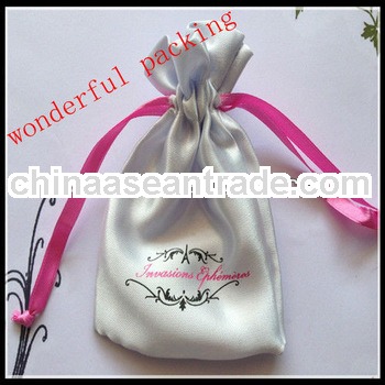 satin bag black with logo for jewelry packing