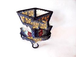 candle holder leather batik