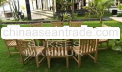 Outdoor Teak Solid Wood Furniture Set With Oval Extending Table