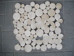 Stone Mosaic Cut Slices Round Tile Interlocking