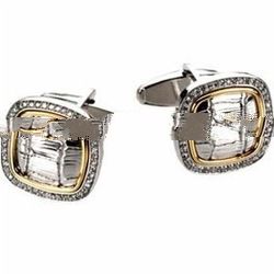 Three Stone Round Brilliant Diamond cuff link