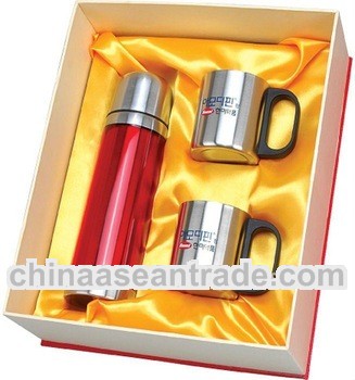 silk packed coffee mug and vacuum flask sets