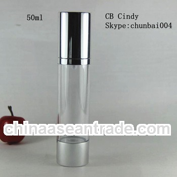 silver airless cosmetic bottles 50ml