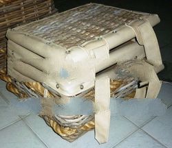 Rattan Kubu Grey Basket with Leather
