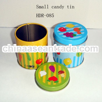 small round tin box for candy