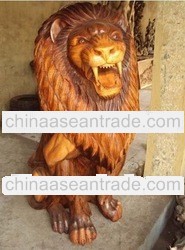 Modern Decorative Carving Wood Lion Sculpture