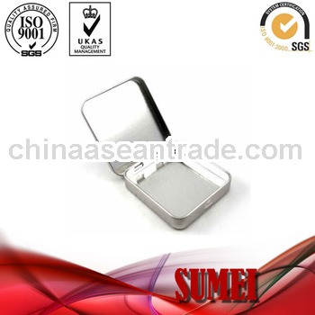 square tin can with hinged lid