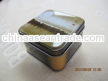 square with flat lid tea tin can