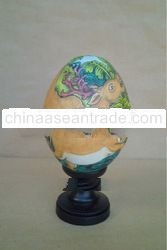 Wooden Duck Egg With "Deer"