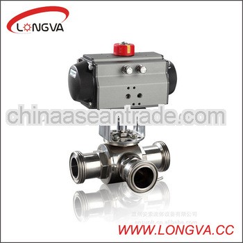 stainless 3 way pneumatic ball valve