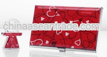 stainless key ring set+name card holder