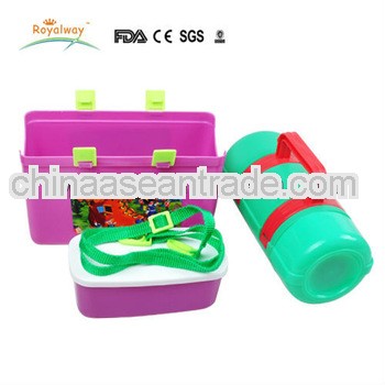 students plastic portable lunch box with water bottle