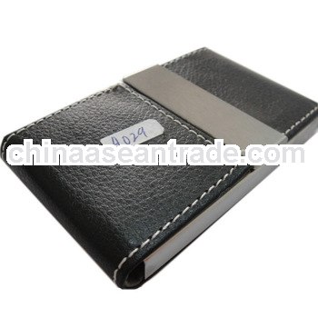stylish PU leather business card holder case with stainless iron frame