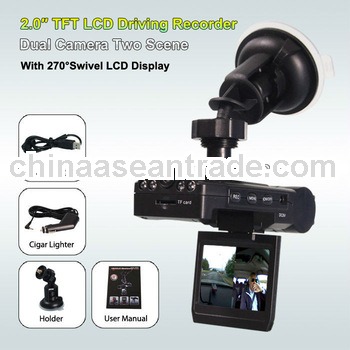 super night vision 120 degree dual lens car dvr security camera