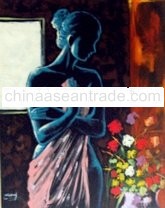 Acrylic On Canvas Lady In Blue 80 X 100 Cm