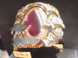 embroidered cuff bangle with semi precious stones