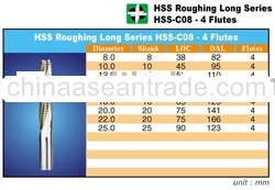 Hss Co8 Roughing Long Series End Mills 4 Flutes