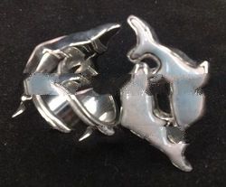 RFMN0073 - Sterling Silver Ring with Duble Dolphins Transparent Glacier