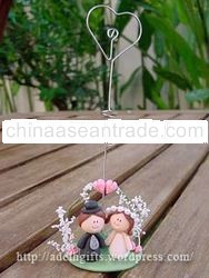 memo clip with couple clay decorative